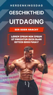 Rood en Blauw Gedurfde Memorial Day Fitness Challenge Advertentie