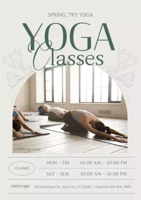 Beige Minimal Yoga Promotion Poster