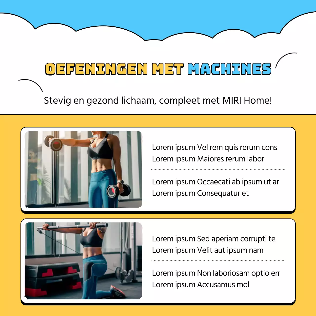 Werf supporters voor je thuisworkouts met dit lichtblauwe en gele ontwerp.