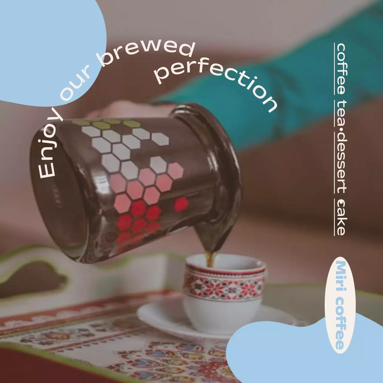 Clean cafe props with sentimental photos and geometric shapes