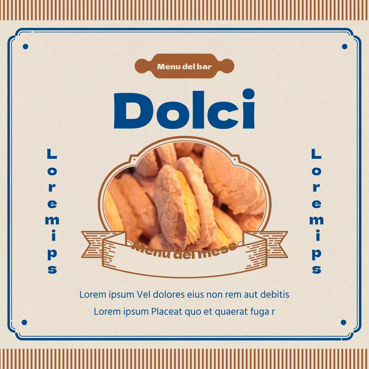 Annuncio di caffè retrò in marrone e blu