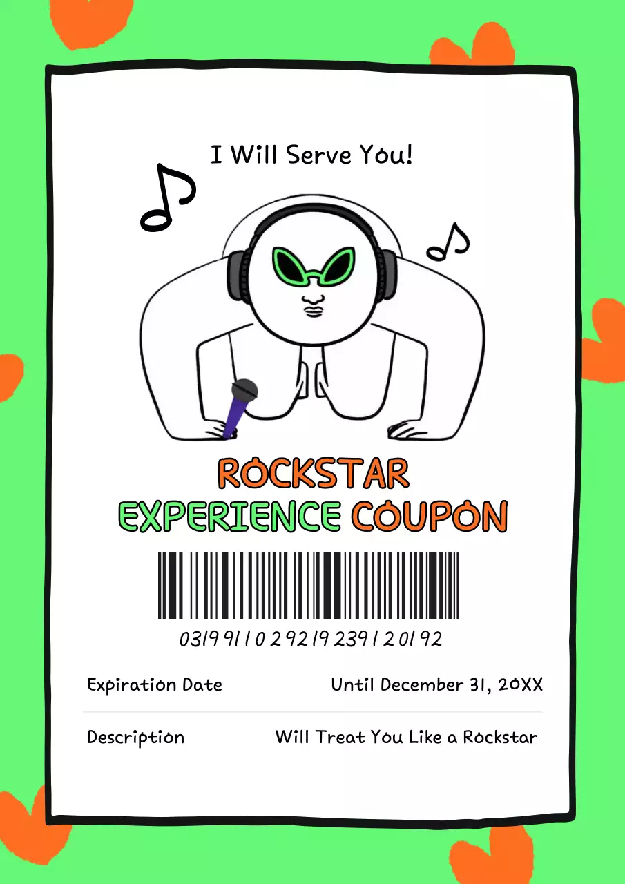 Green Comic Rockstar Coupon Promotion Poster