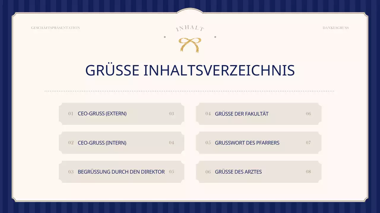 Eine schlichte Grußpost mit Unterschrift in Marineblau und Elfenbein