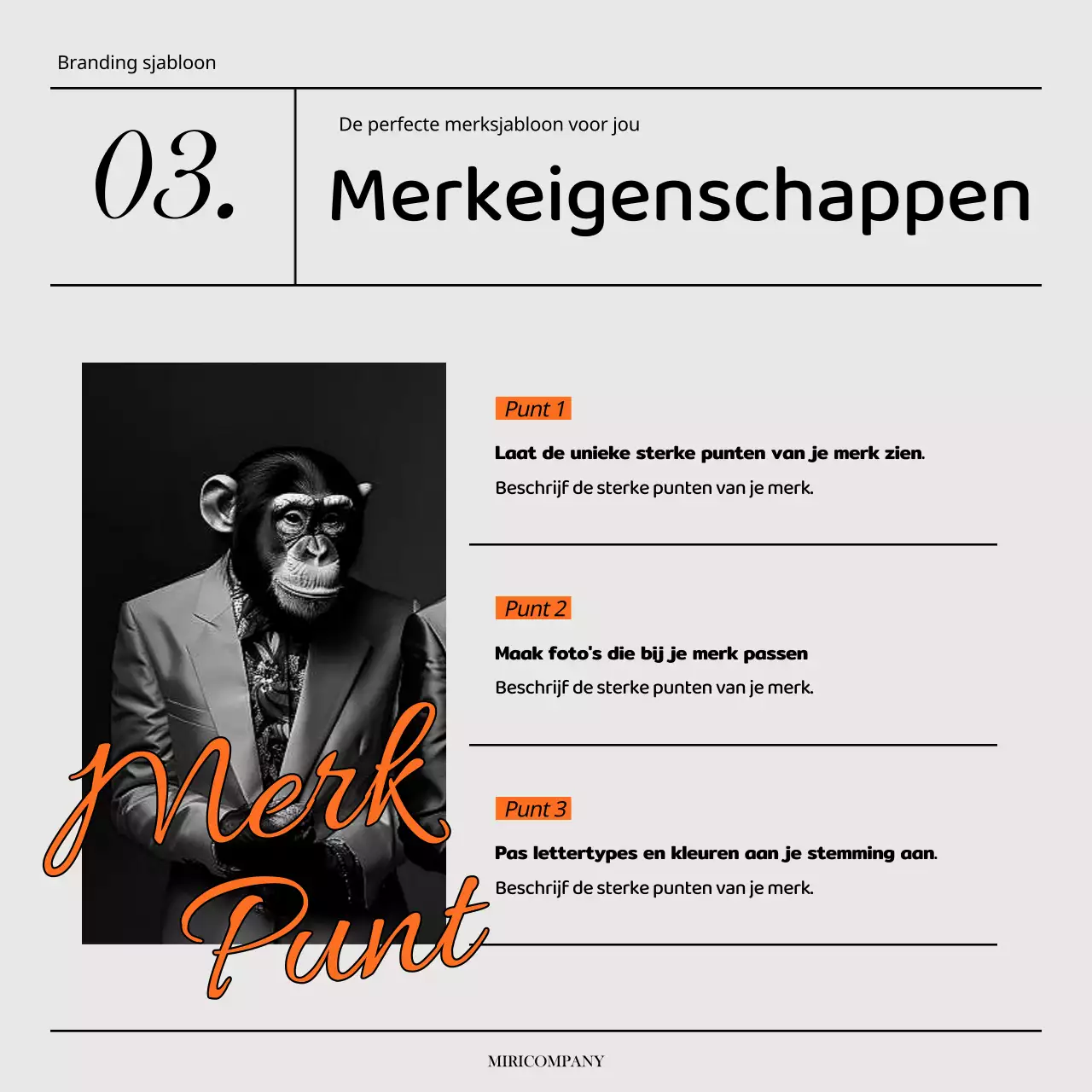 Een eenvoudig merk in grijs en oranje