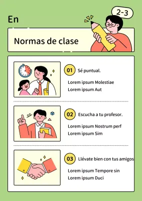 Una guía sencilla, en color chartreuse, de las normas de la clase de primaria