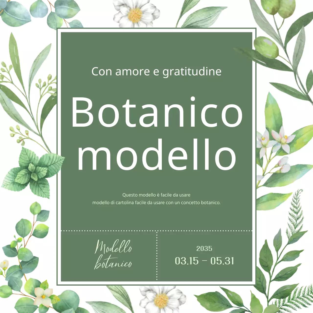 Un'illustrazione botanica con un'atmosfera verde e naturale di primavera Spiegato