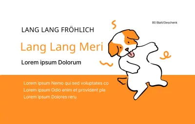 Werbedesign mit Welpenillustrationen und beschreibenden Texten