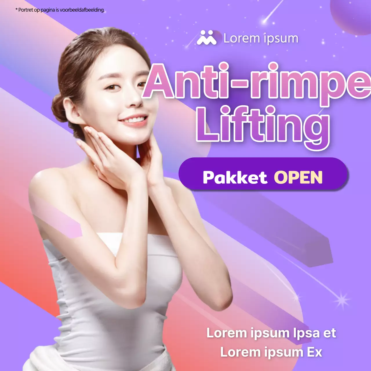 Trendy anti-rimpel lifting advertentie in paars
