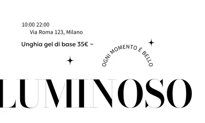 Lussuoso negozio di bellezza con layout di testo con serifs e glitter