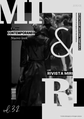Copertina minimalista di una rivista di moda in bianco e nero