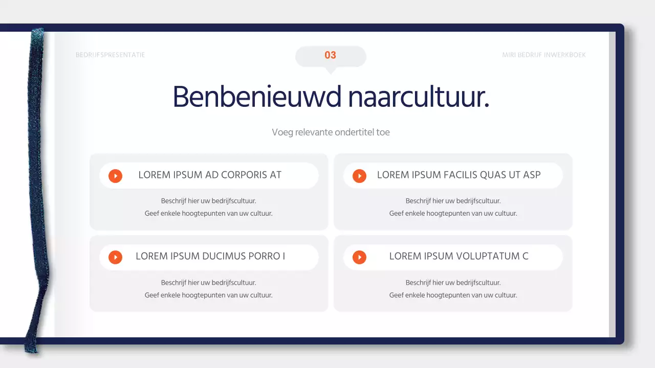Eenvoudig blauw en oranje onboarding trainingsmateriaal voor nieuwe werknemers