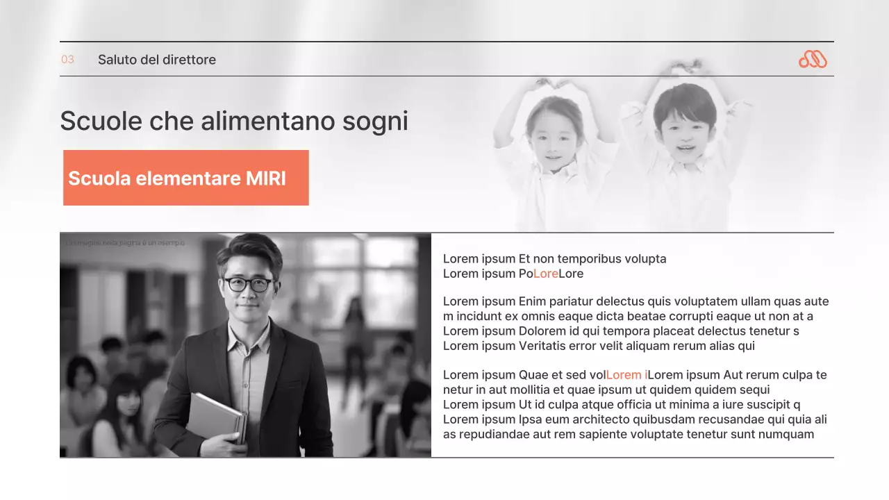 Una semplice lettera di presentazione in arancione e bianco e nero