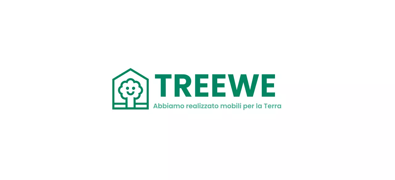 Design a colori per l'azienda di arredamento con logo del marchio che raffigura un albero all'interno di una casa