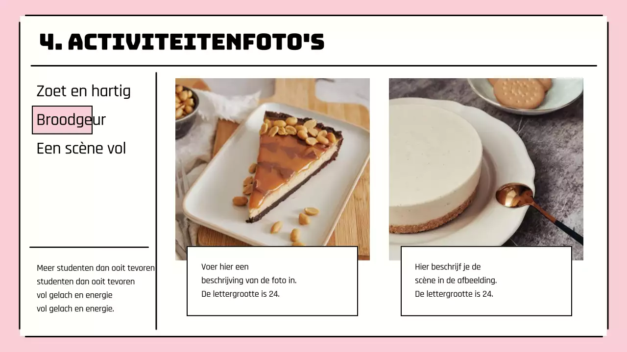 Presentatie van een mooie roze activiteit in een jeugdcentrum