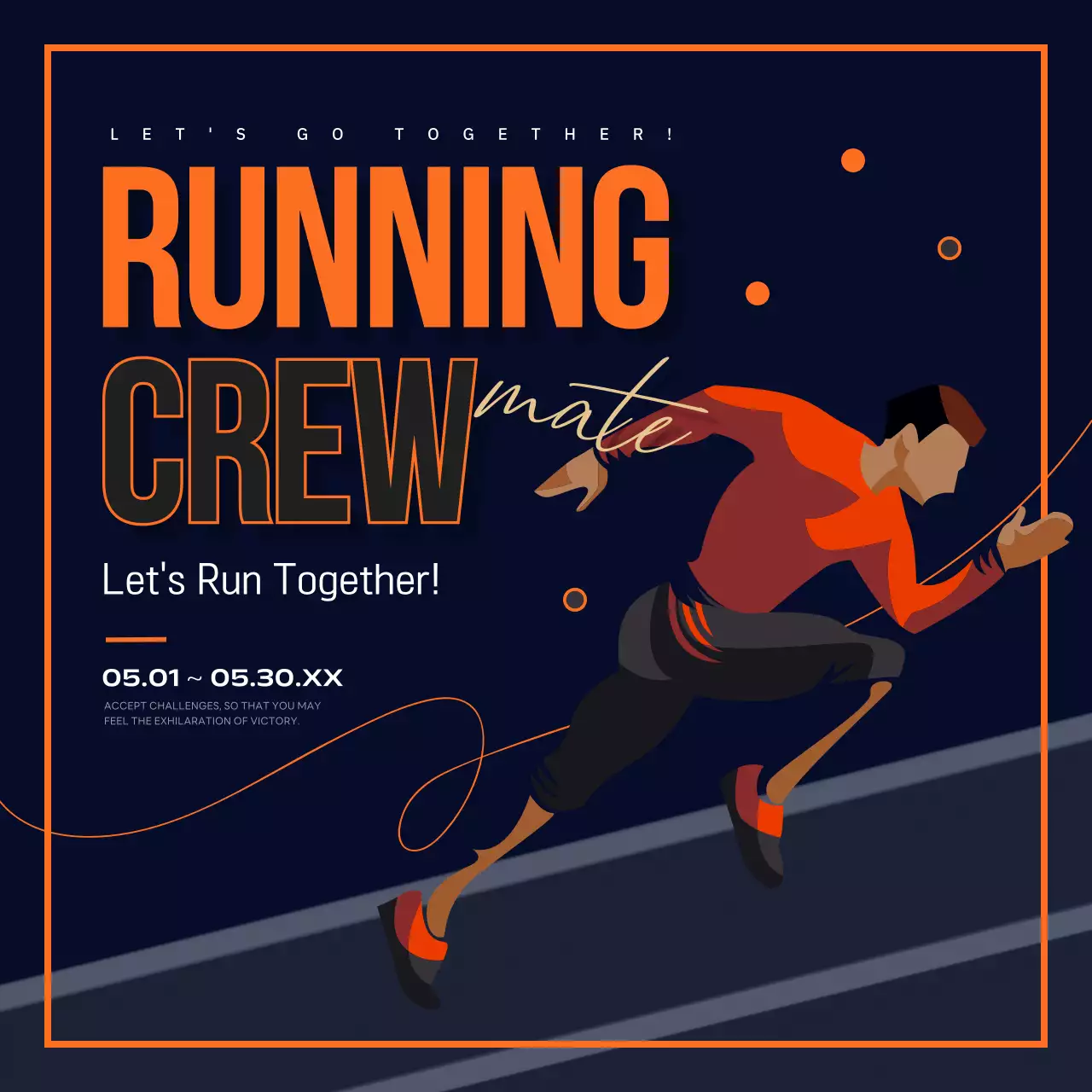 오렌지 모던 러닝 프로모션 소셜 미디어 포스트