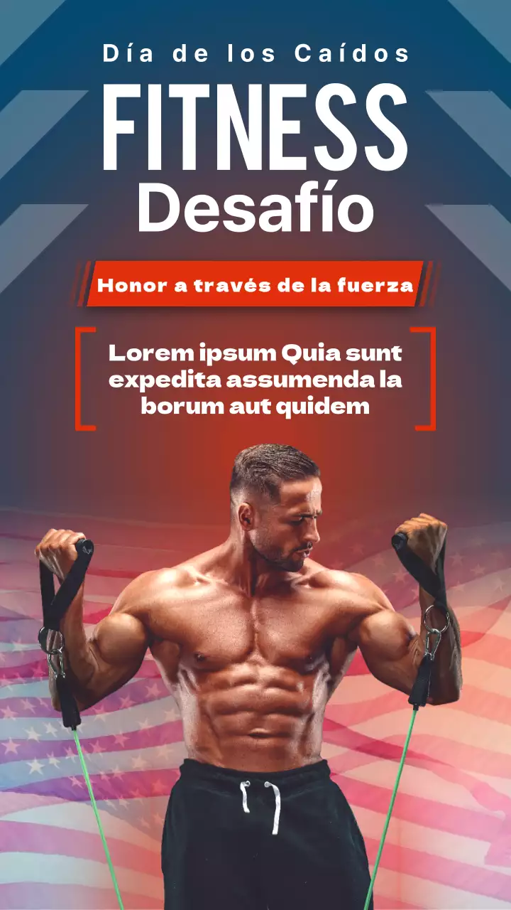 Anuncio del desafío de fitness rojo y azul del Día de los Caídos