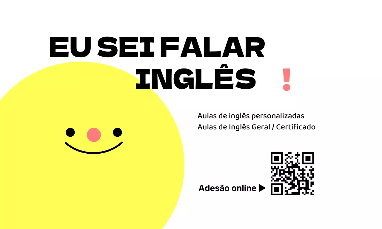 Promoção de uma escola de inglês com várias ilustrações