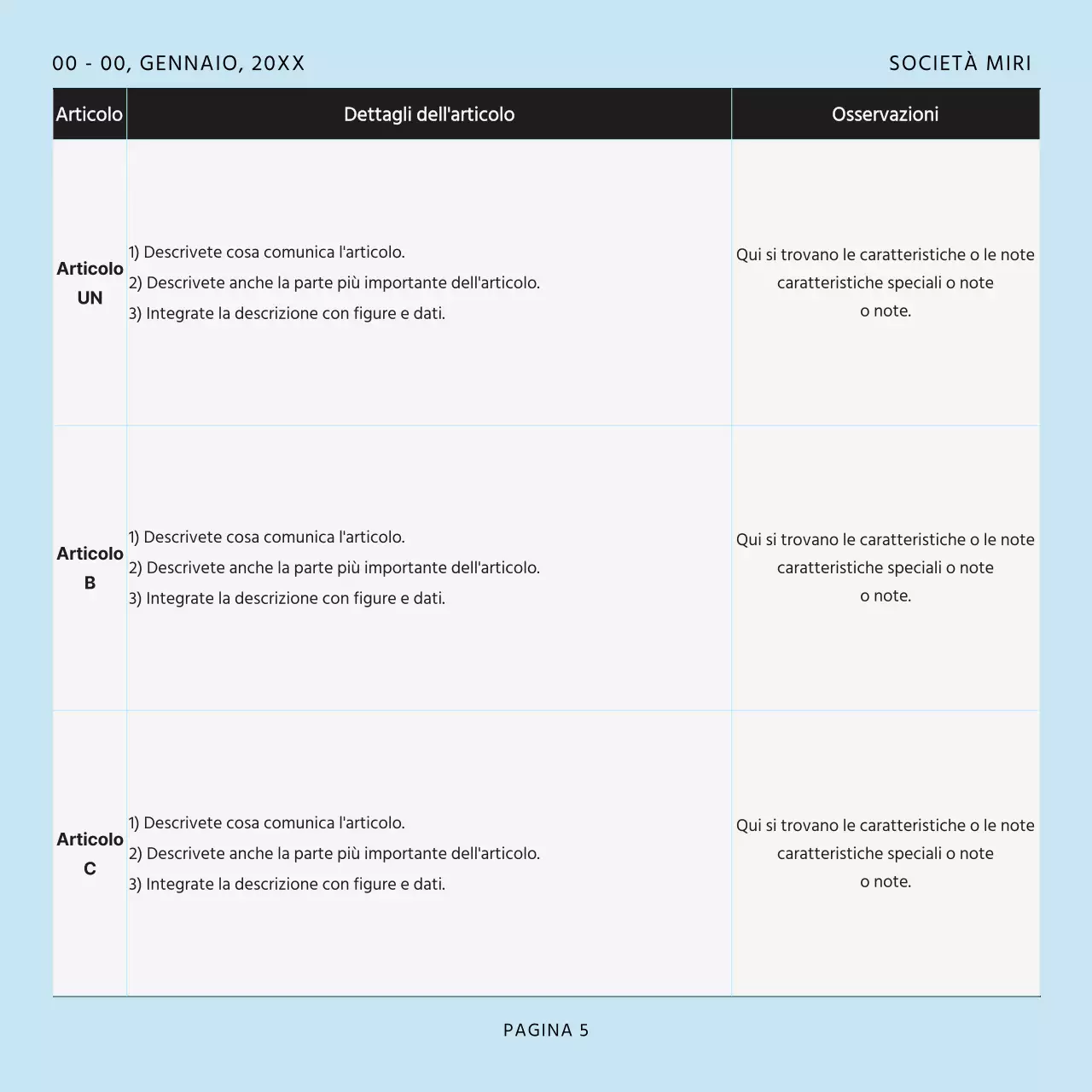 Un modello di post semplice e ordinato, in azzurro e grigio.