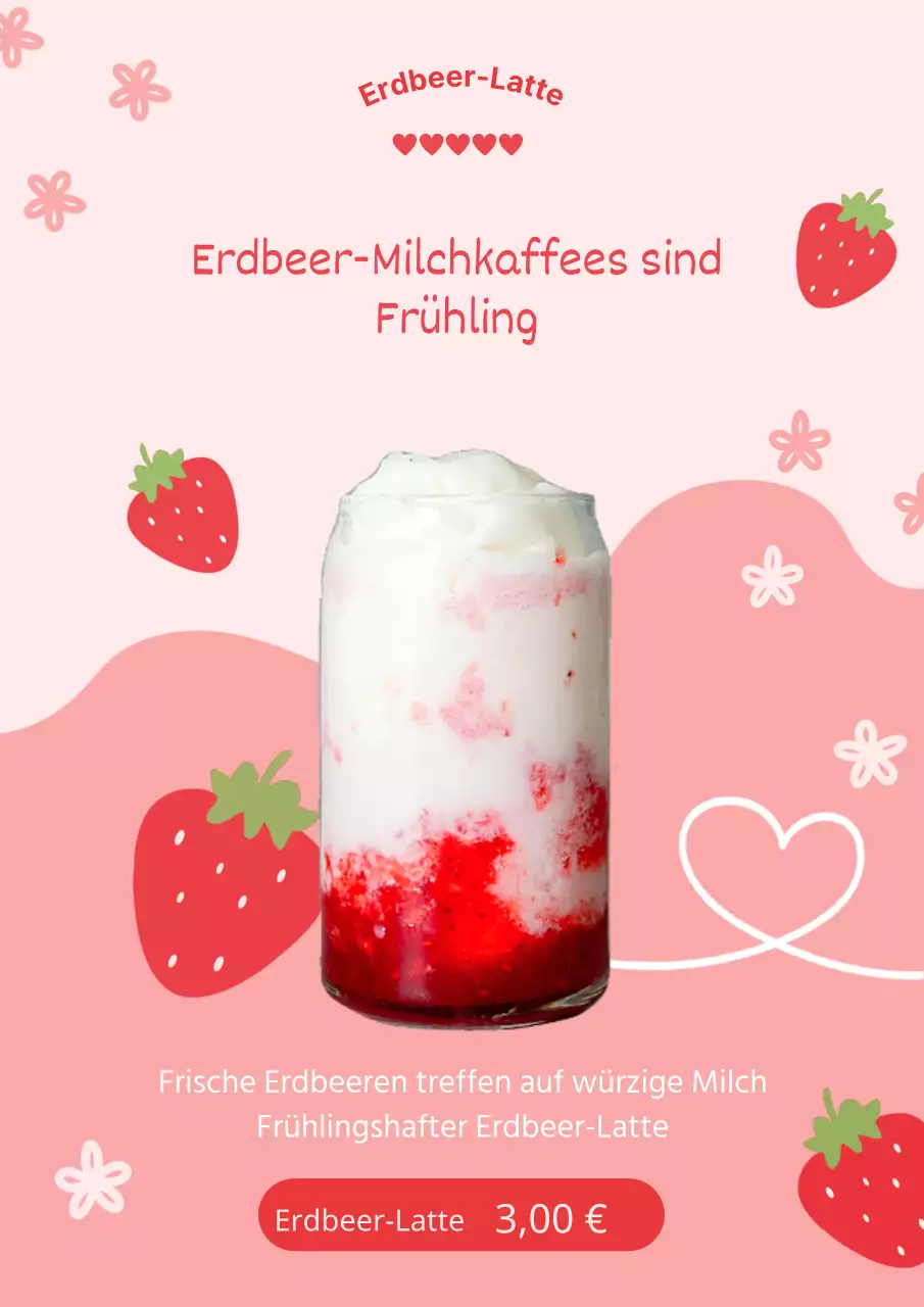 Strawberry Latte kommt in Pink und Rot in die FrühlingssaisonEvent-Anzeige