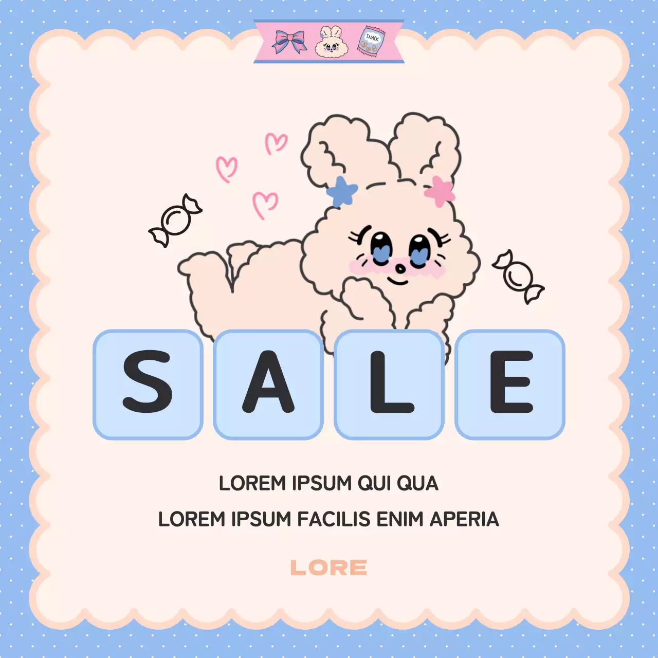 Un bonito anuncio de San Valentín en rosa y azul claro