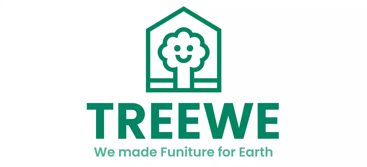 Furniture corporate color design with brand logo featuring a tree in a house