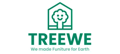 Furniture corporate color design with brand logo featuring a tree in a house