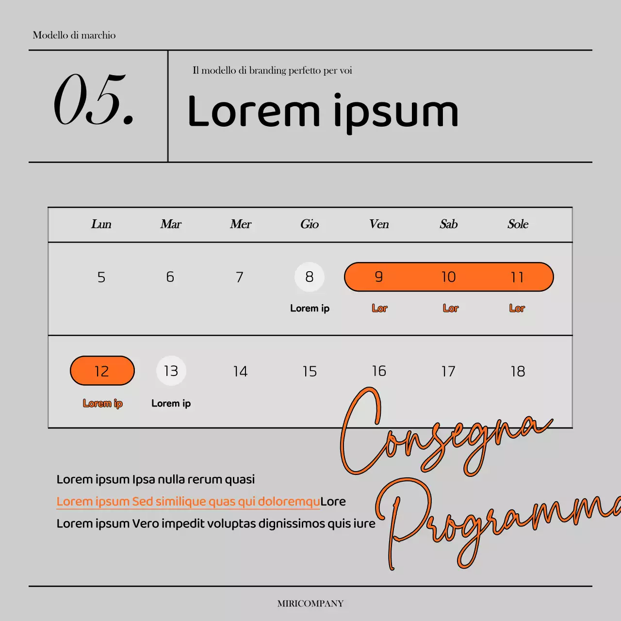 Un semplice brief di marca in grigio e arancione