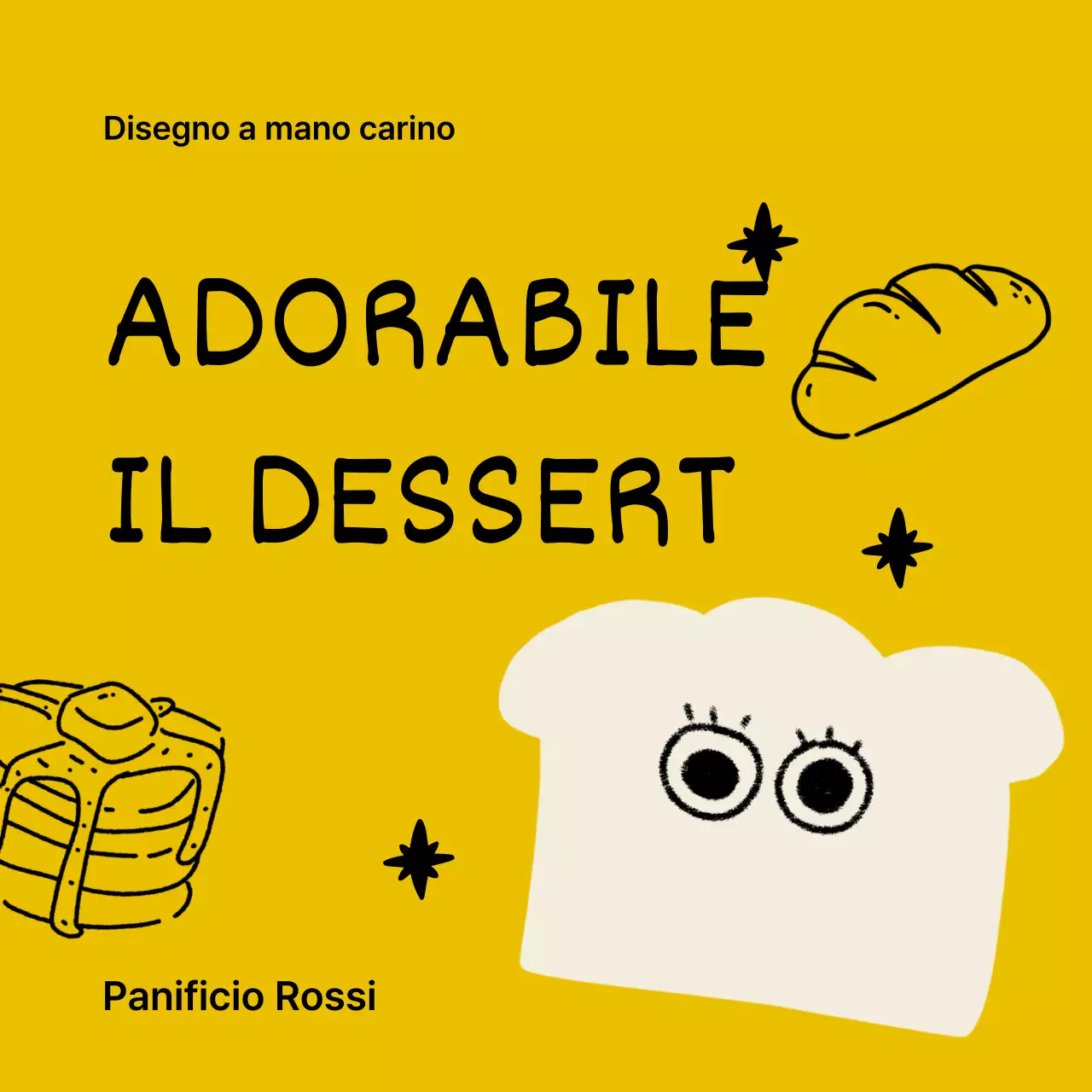 Menu semplice di una panetteria in giallo e beige con un annuncio di sconto