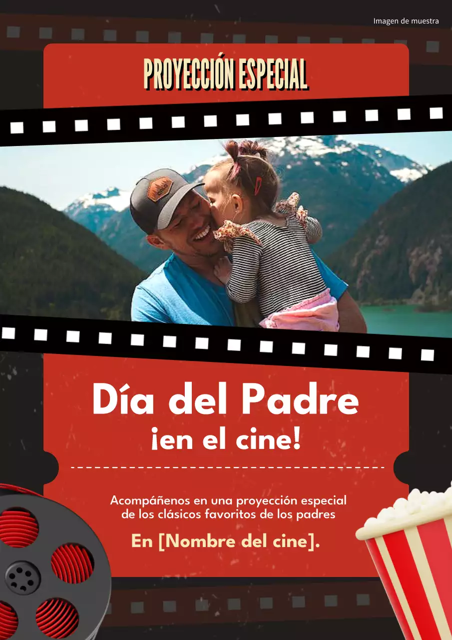 Negro y Rojo Vintage Día del Padre Película Evento Publicidad