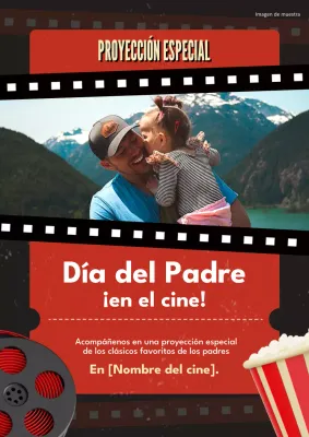 Negro y Rojo Vintage Día del Padre Película Evento Publicidad