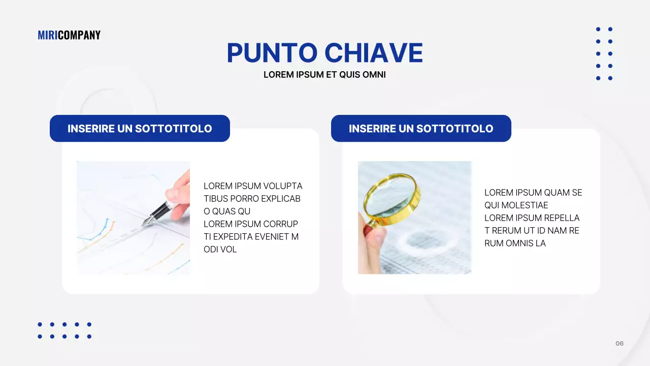 Presentazione aziendale minimalista in bianco e blu navy