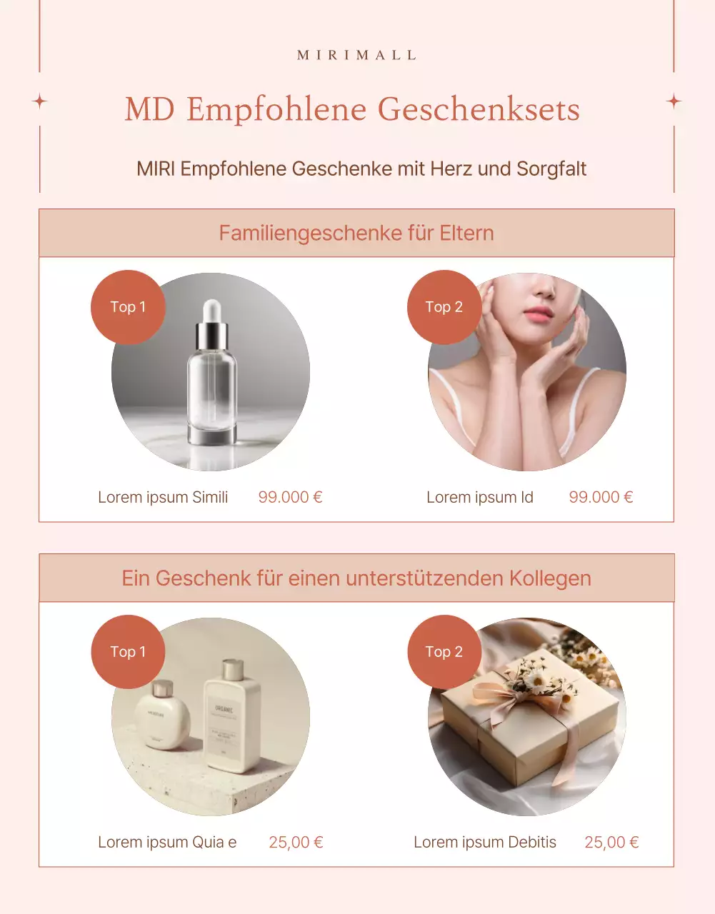 Werben Sie für ein trendiges Geschenkset in Rosa und Beige