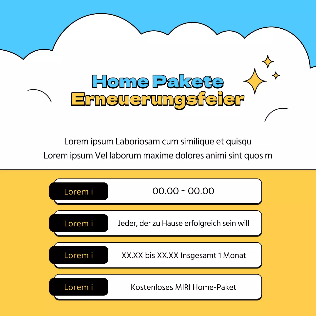 Werben Sie mit diesem hellblauen und gelben Design Unterstützer für Ihr Heimtraining.