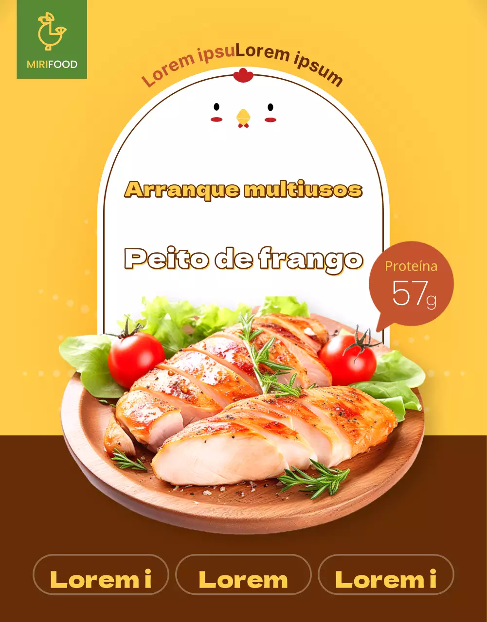 Promover os produtos de peito de frango amarelo e castanho