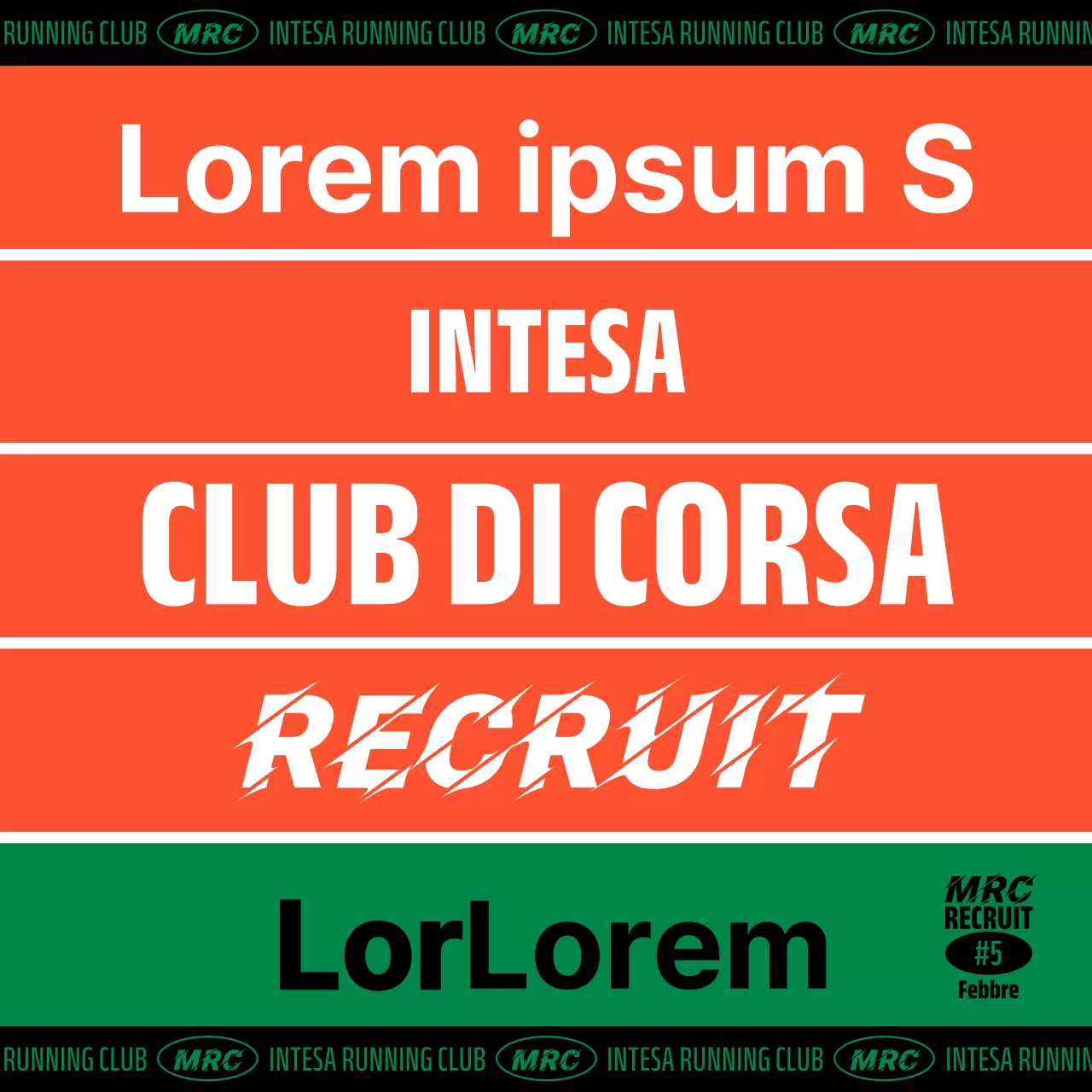 Reclutamento di membri per un club di corsa arancione kitsch