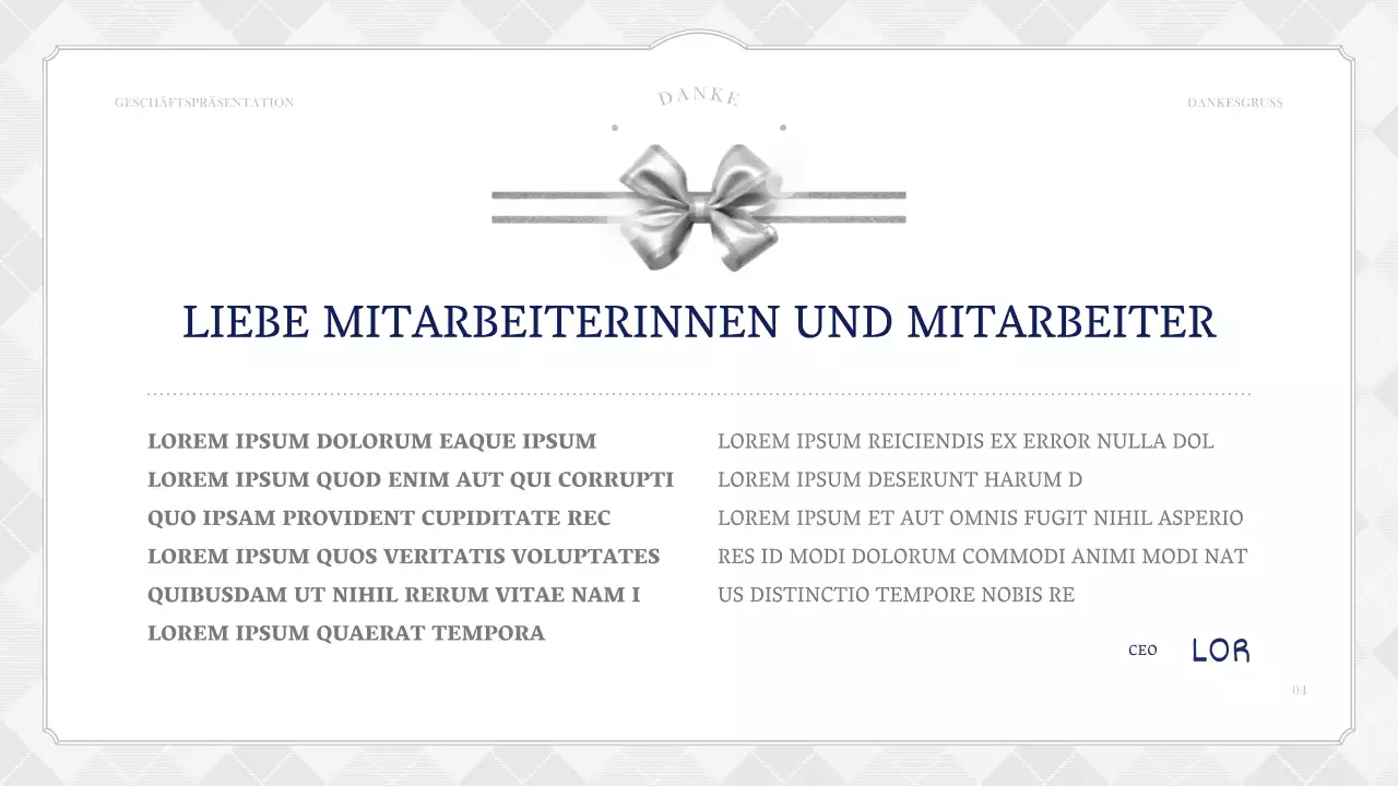 Eine schlichte Grußpost mit Unterschrift in Marineblau und Elfenbein