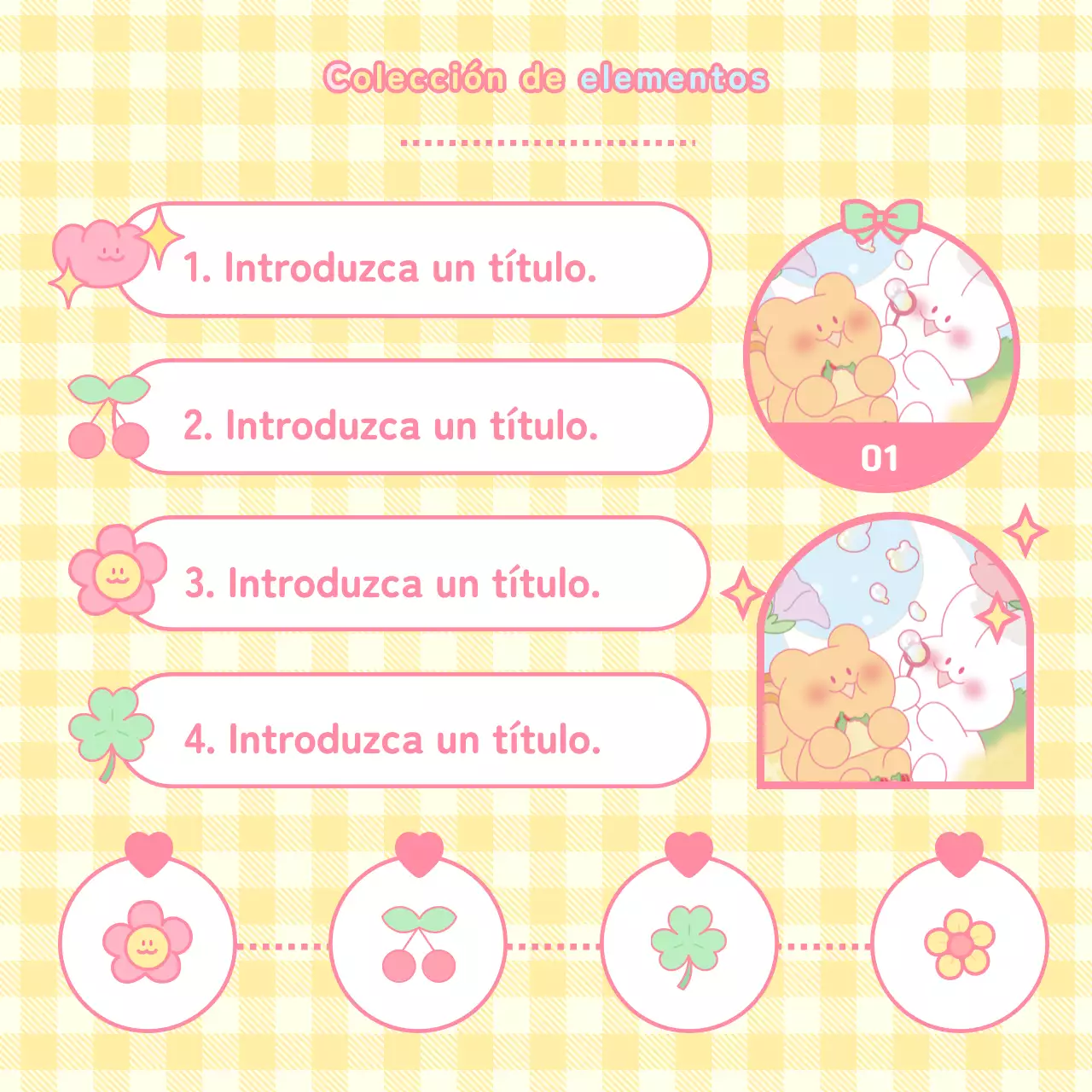 Guía de personajes de peluche de color rosa