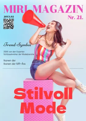 Kitschiges Cover im Stil einer Modezeitschrift in Rosa und Hellblau