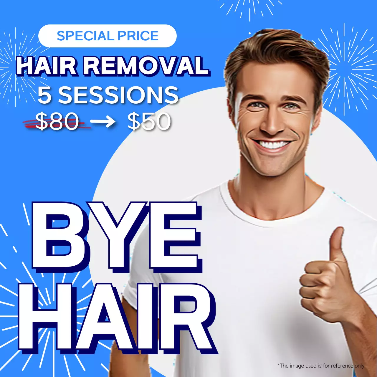 Blue Modern Hair Removal Promotion Social Media Post