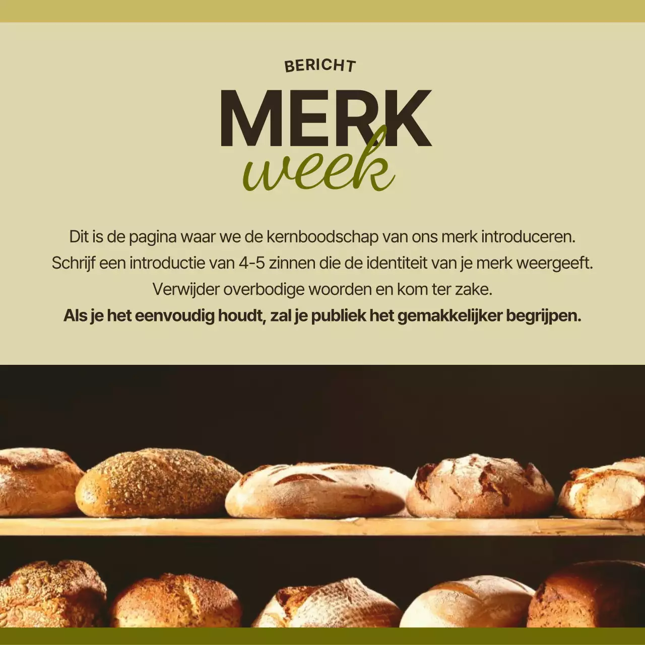 Een minimalistisch bakkerijmerk in geel en kaki