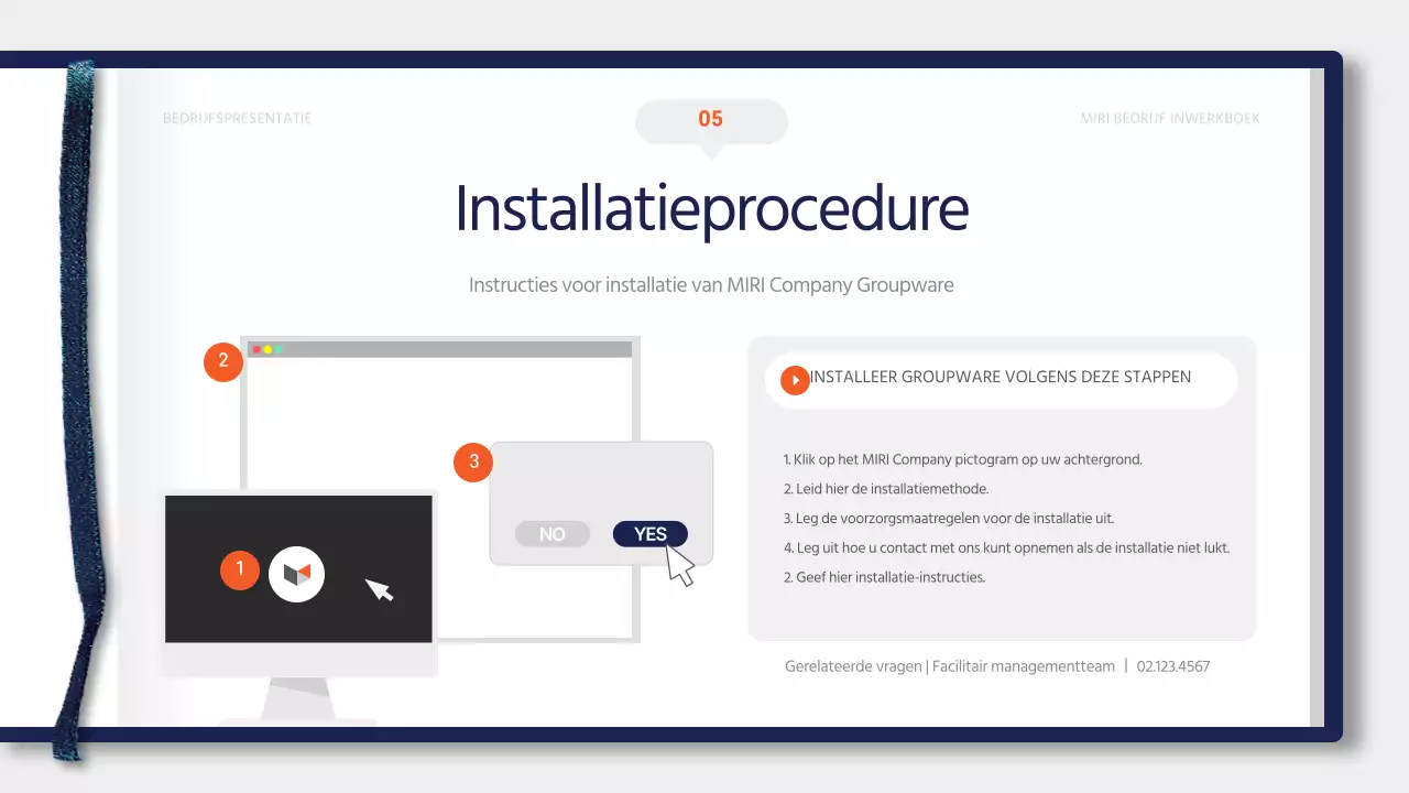 Eenvoudig blauw en oranje onboarding trainingsmateriaal voor nieuwe werknemers