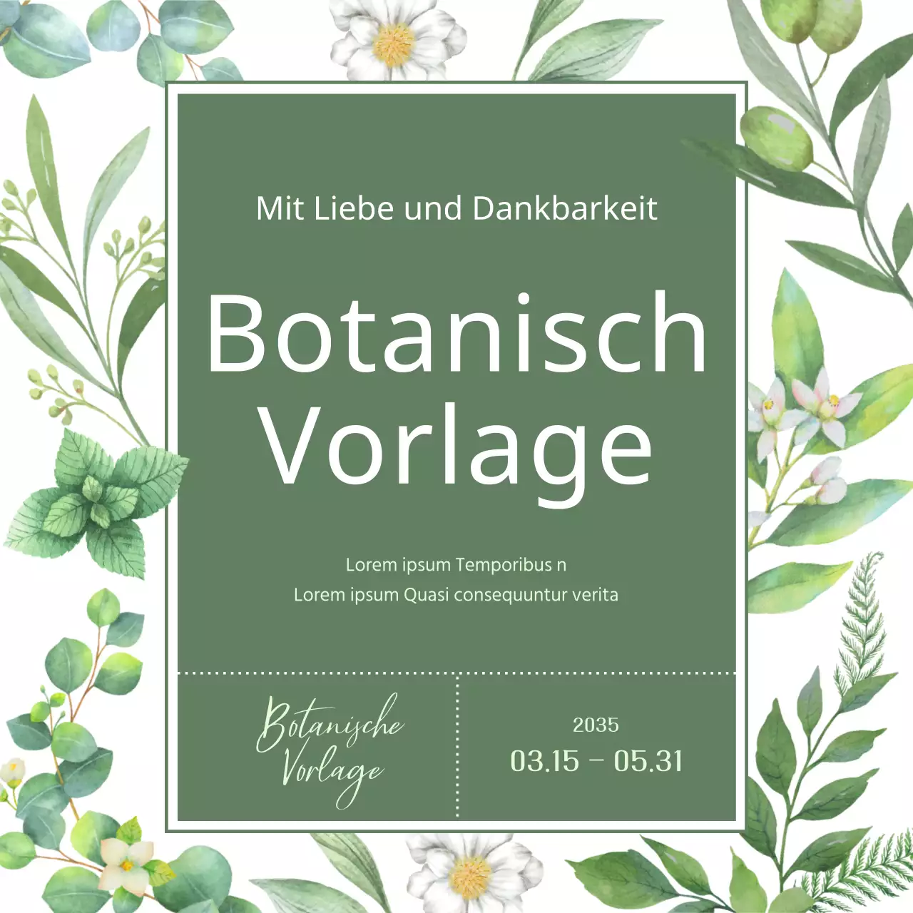 Eine botanische Illustration mit grüner und natürlicher Frühlingsstimmung Erläutert