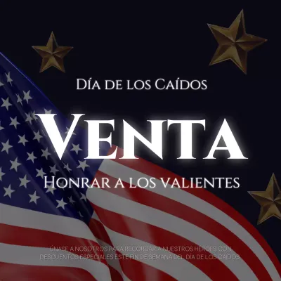 Blanco y dorado Simple Memorial Day Sale Publicidad