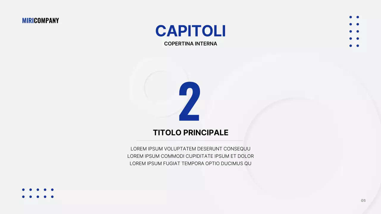 Presentazione aziendale minimalista in bianco e blu navy