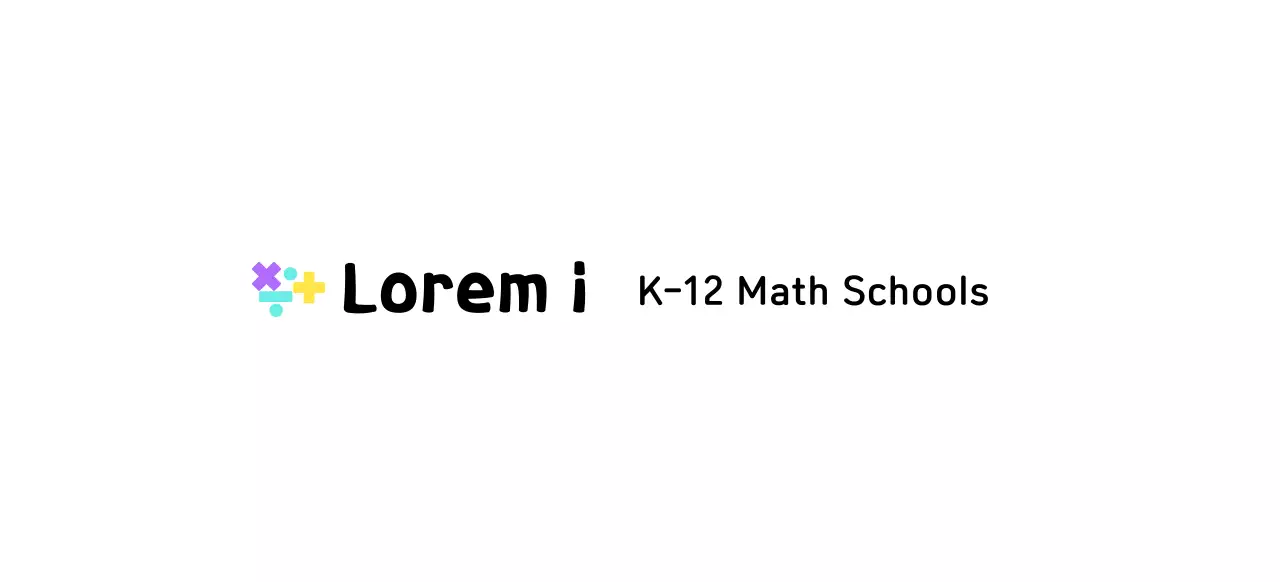 Math school logo concept with math symbols in different colors