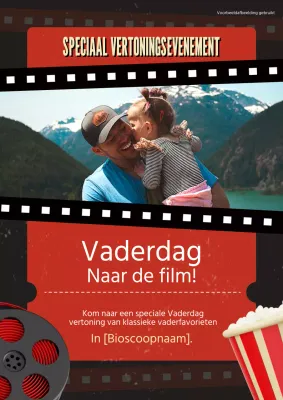 Zwart en rood Vintage Vaderdag Filmavond Publiciteit