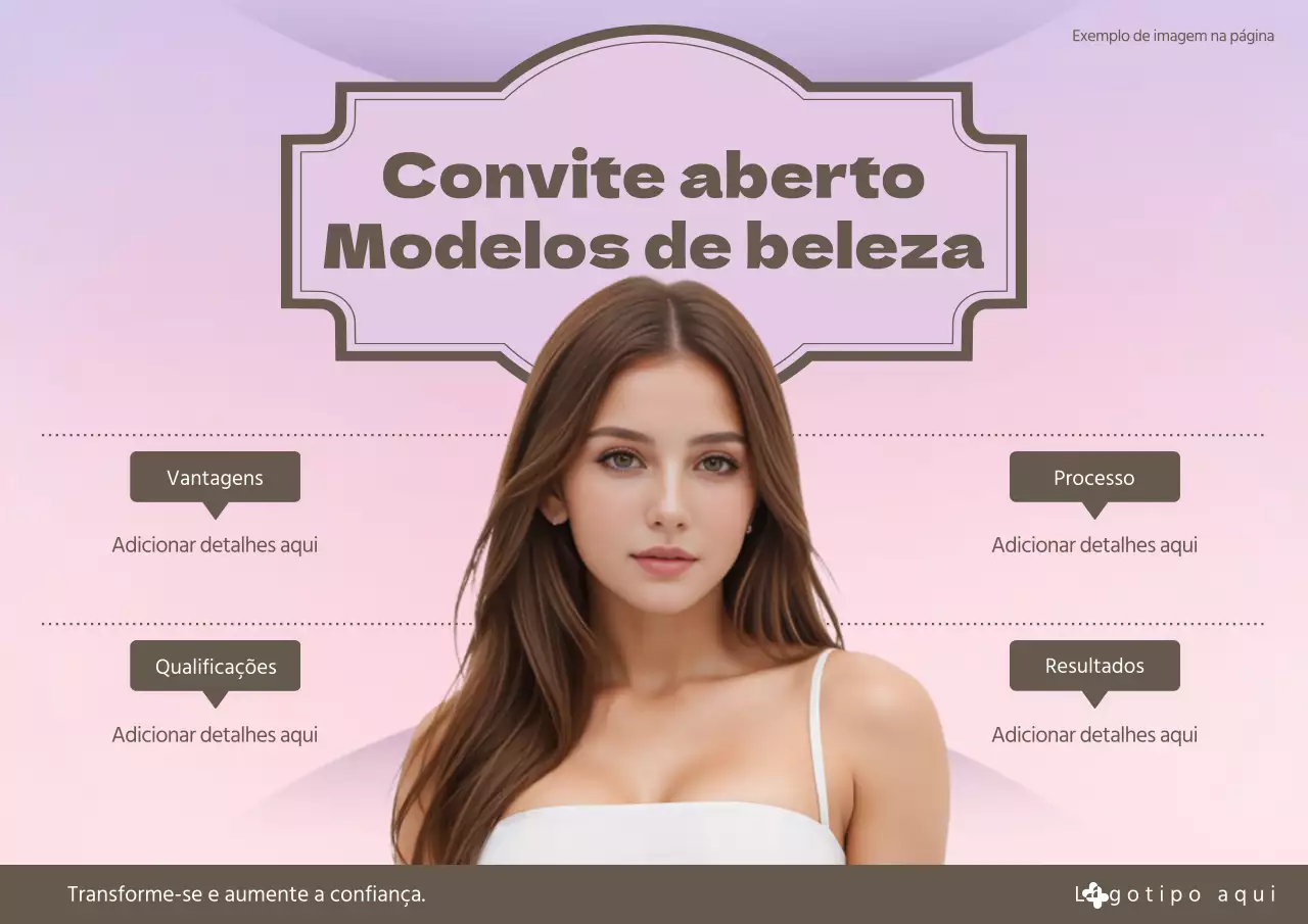 Anúncio de recrutamento de modelos de luxo em rosa e castanho