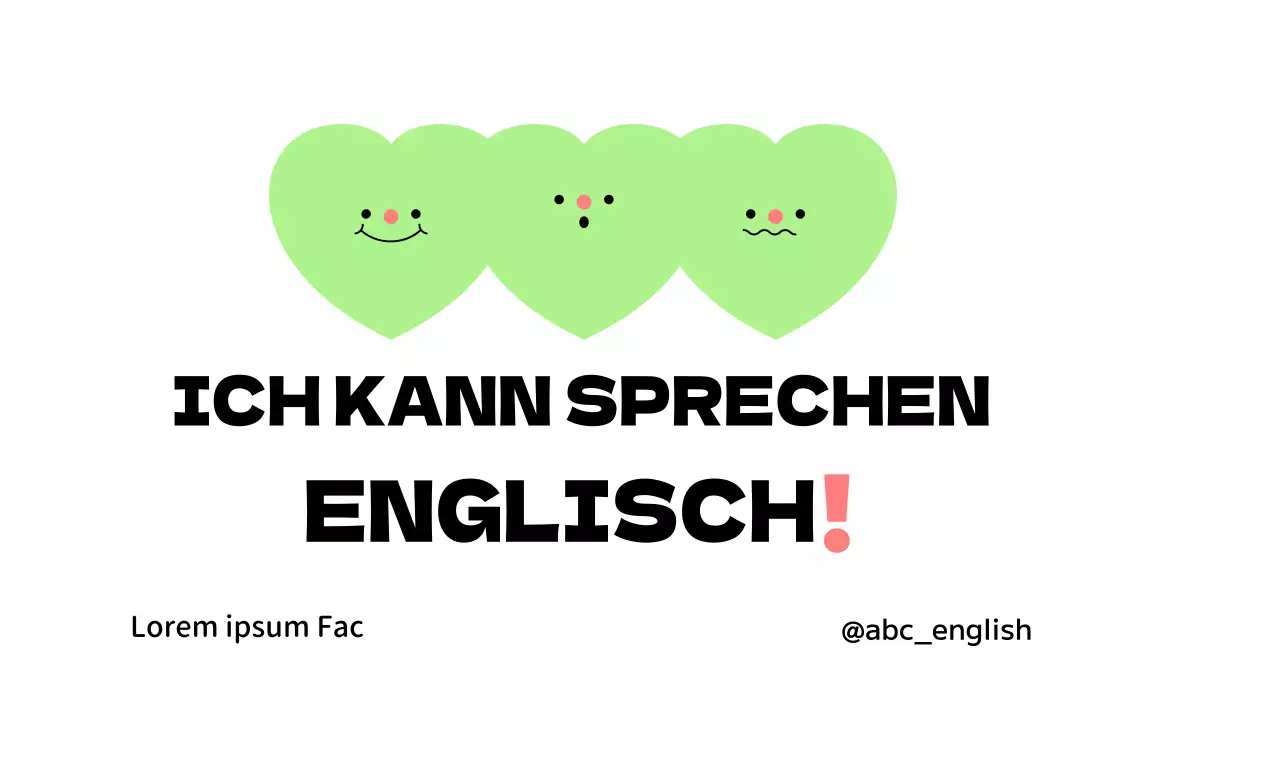 Englischsprachige Schulwerbung mit verschiedenen Illustrationen
