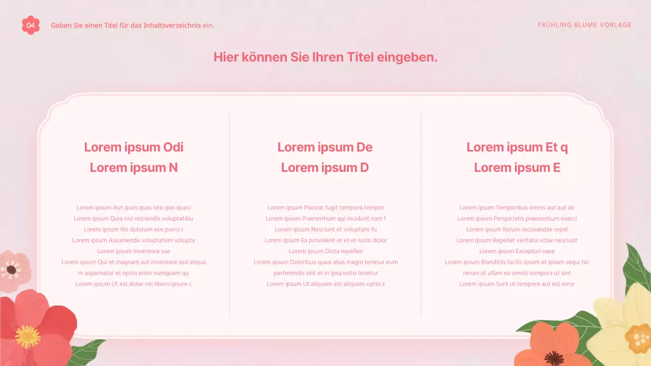 Vorlagenvorschlag mit hübschen Frühlingsblumen in Rosa und Weiß