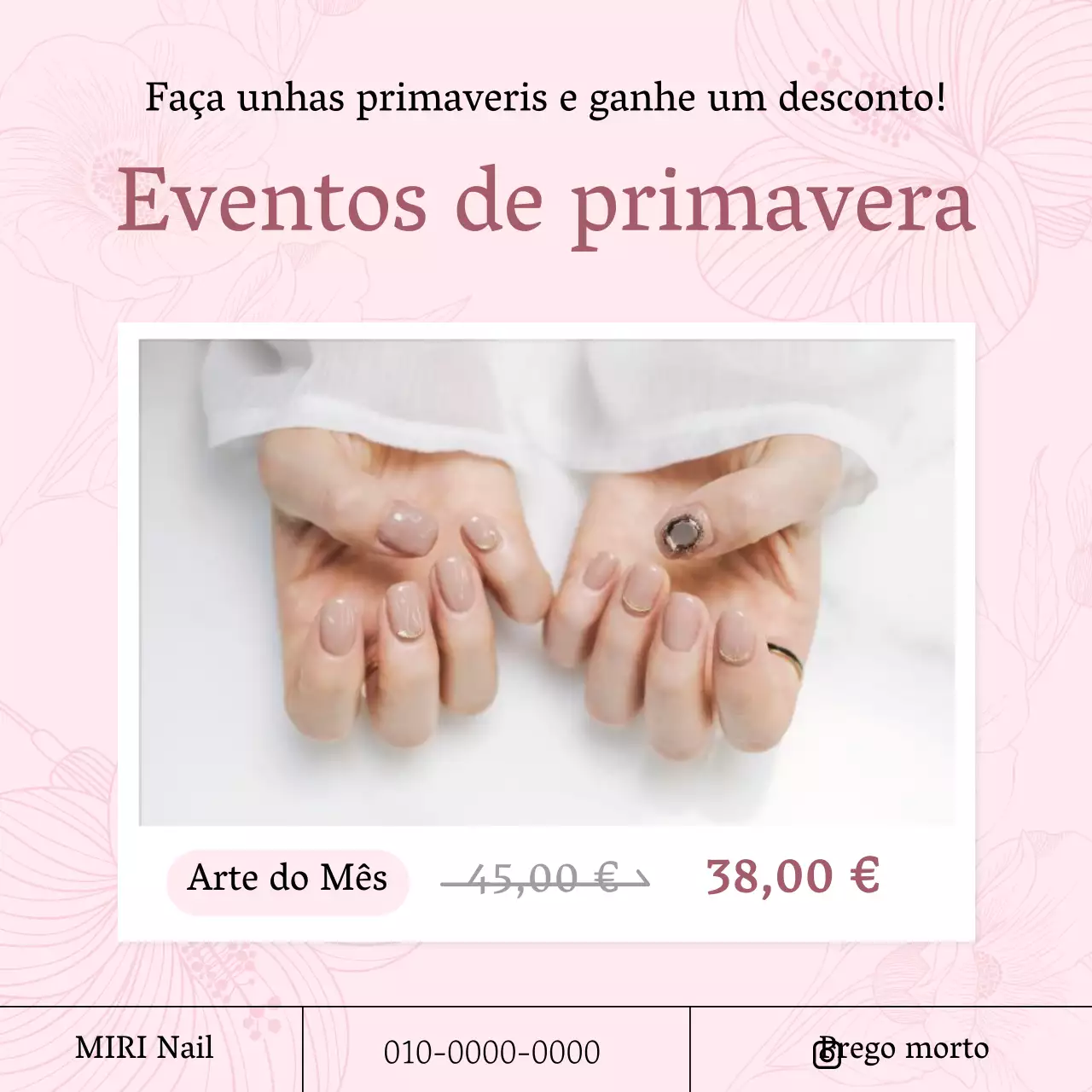 Promover uma unha do mês moderna em cor-de-rosa